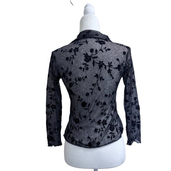 Vintage Alannah Hill  Sheer y2k witchy whimsy goth floral ruffle blouse Medium - Picture 4 of 5